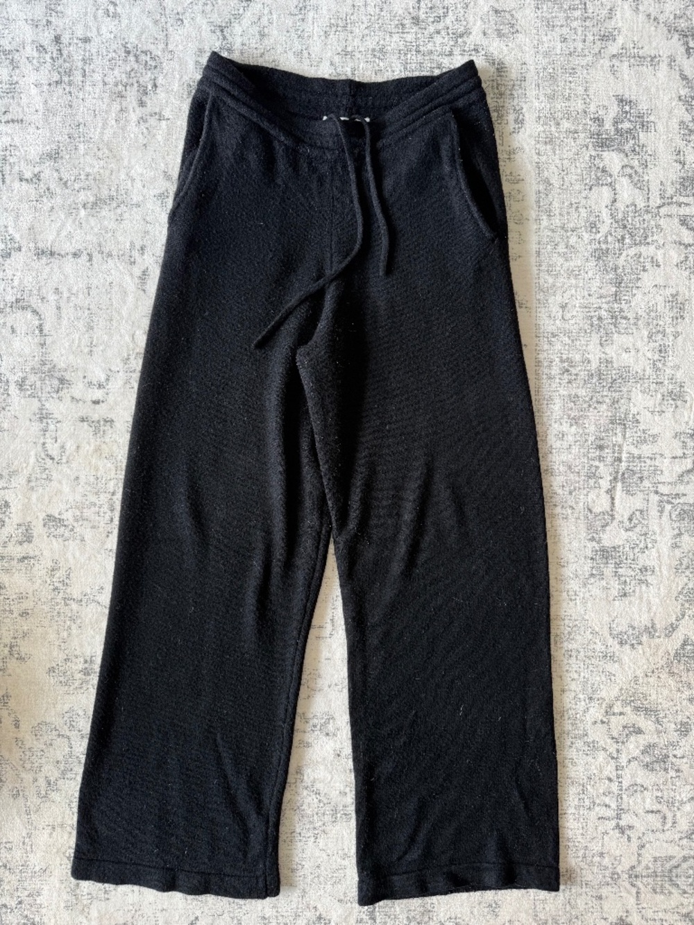 Oak + Fort | Wide-Leg Knit Lounge Pants | Black | Small